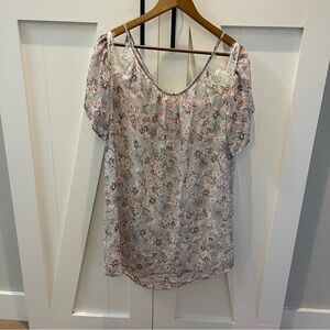 Soprano Floral Lace Trim Women's tunic Top size S